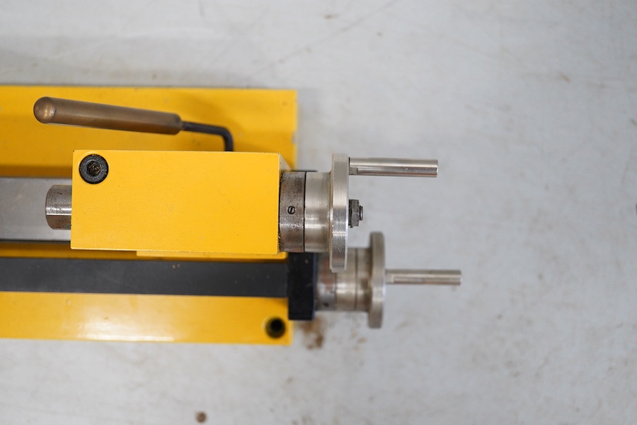 A Hobbymat Universal precision lathe, type MD65, length 79cm. Condition - fair to good.